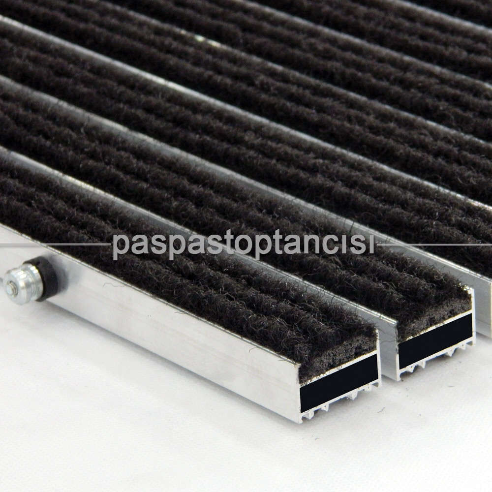 Alüminyum Metal Paspas Halı Fitilli Siyah