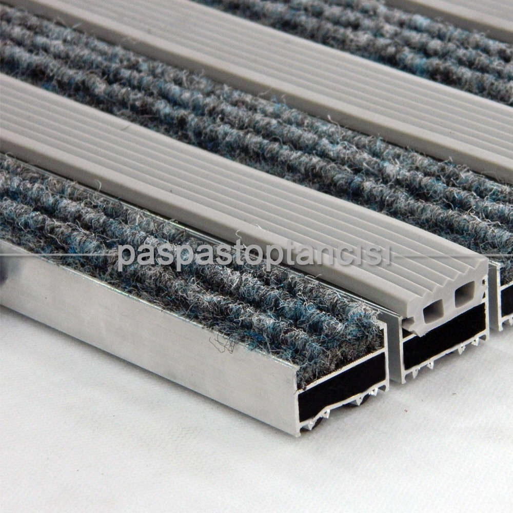 Alüminyum Metal Paspas Halı ve Lastik Fitilli Gri