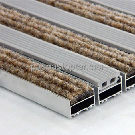 Alüminyum Metal Paspas Halı ve Lastik Fitilli Gri - Kahve - 1