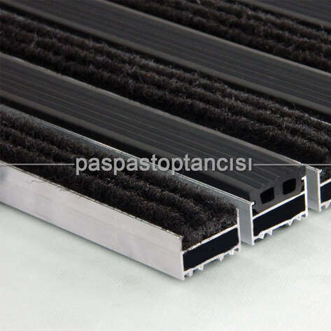 Alüminyum Metal Paspas Halı ve Lastik Fitilli Siyah - 1