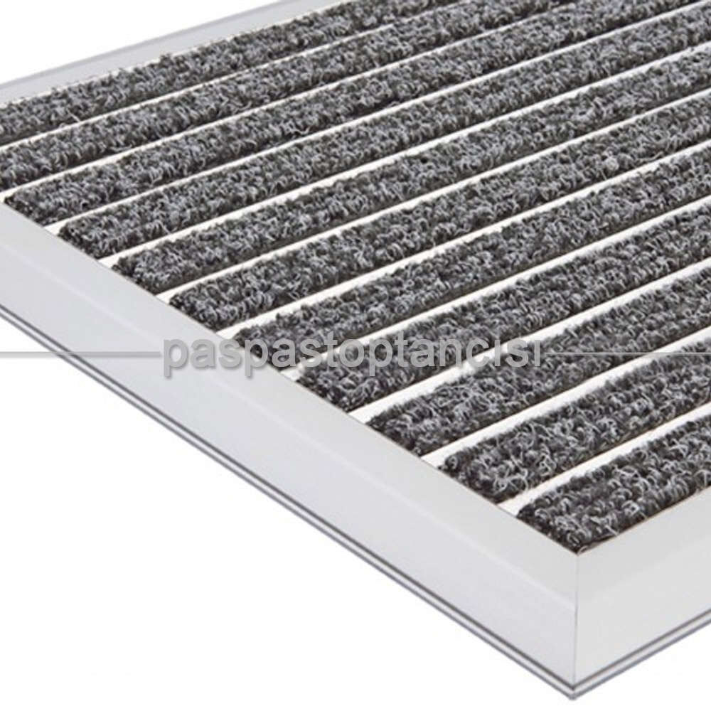 Alüminyum Paspas Bukle Halı Fitilli OM1000 Gri