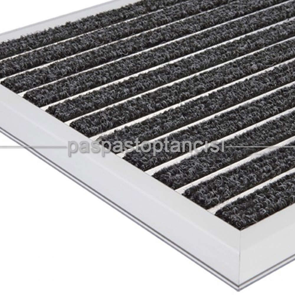 Alüminyum Paspas Bukle Halı Fitilli OM1000 Siyah
