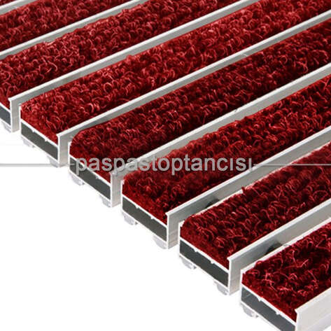 Paspas Toptancısı - Alüminyum Paspas Bukle Halı Fitilli UM1000 Kırmızı (1)