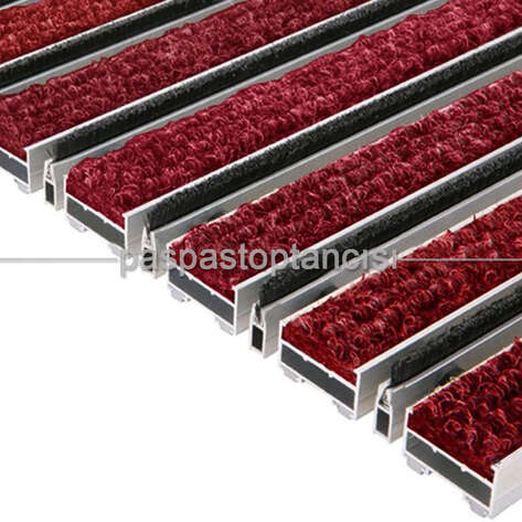 Alüminyum Paspas Bukle Halı Fitilli ve Fırça Sıyırıcılı UM1000F Kırmızı - 1
