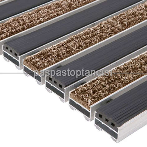 Alüminyum Paspas Bukle Halı Fitilli ve Yivli PVC Fitilli UM1020 Bej - 1