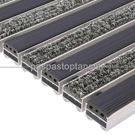 Alüminyum Paspas Bukle Halı Fitilli ve Yivli PVC Fitilli UM1020 Gri - 1