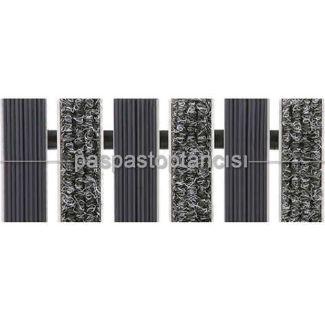 Alüminyum Paspas Bukle Halı Fitilli ve Yivli PVC Fitilli UM1020 Gri - 2