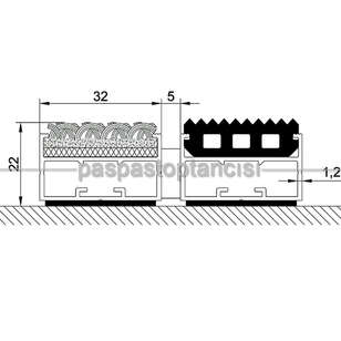 Alüminyum Paspas Bukle Halı Fitilli ve Yivli PVC Fitilli UM1020 Gri - 3