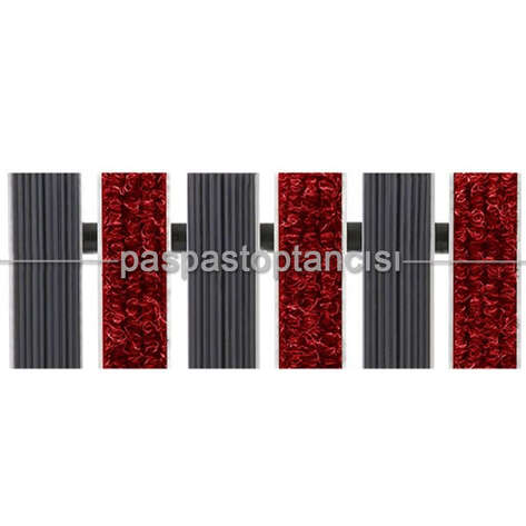 Alüminyum Paspas Bukle Halı Fitilli ve Yivli PVC Fitilli UM1020 Kırmızı - 2