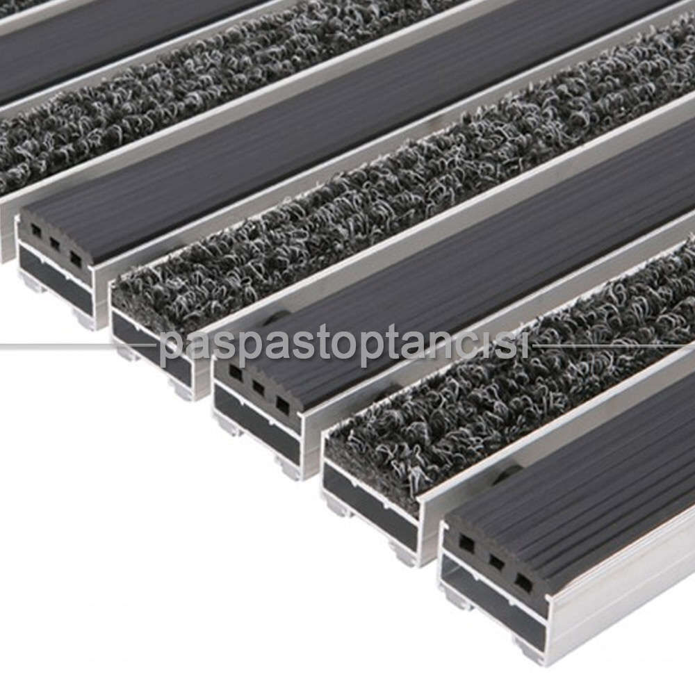 Alüminyum Paspas Bukle Halı Fitilli ve Yivli PVC Fitilli UM1020 Siyah
