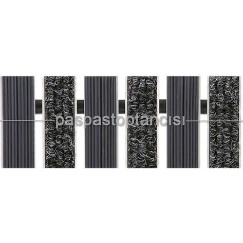 Alüminyum Paspas Bukle Halı Fitilli ve Yivli PVC Fitilli UM1020 Siyah - 2