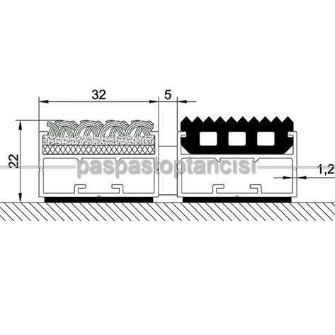 Alüminyum Paspas Bukle Halı Fitilli ve Yivli PVC Fitilli UM1020 Siyah - 3