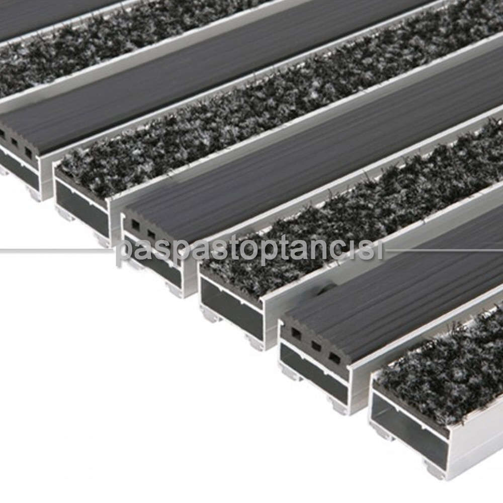 Alüminyum Paspas Exclusive Halı Fitilli ve Yivli PVC Fitilli UM3020 Gri