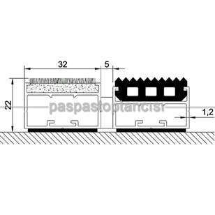 Alüminyum Paspas Exclusive Halı Fitilli ve Yivli PVC Fitilli UM3020 Gri - 3