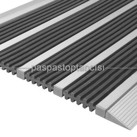 Alüminyum Paspas Yivli PVC Fitilli DM9000 Gri - 1