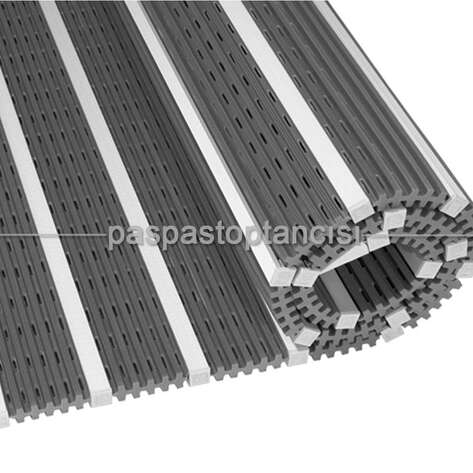 Alüminyum Paspas Yivli PVC Fitilli DM9000 Gri - 3