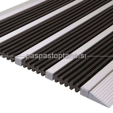 Alüminyum Paspas Yivli PVC Fitilli DM9000 Siyah - 1