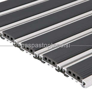 Alüminyum Paspas Yivli PVC Fitilli PM2000 Siyah
