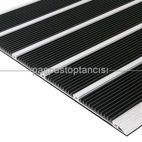 Alüminyum Paspas Yivli PVC Fitilli SM2000 Gri - 1