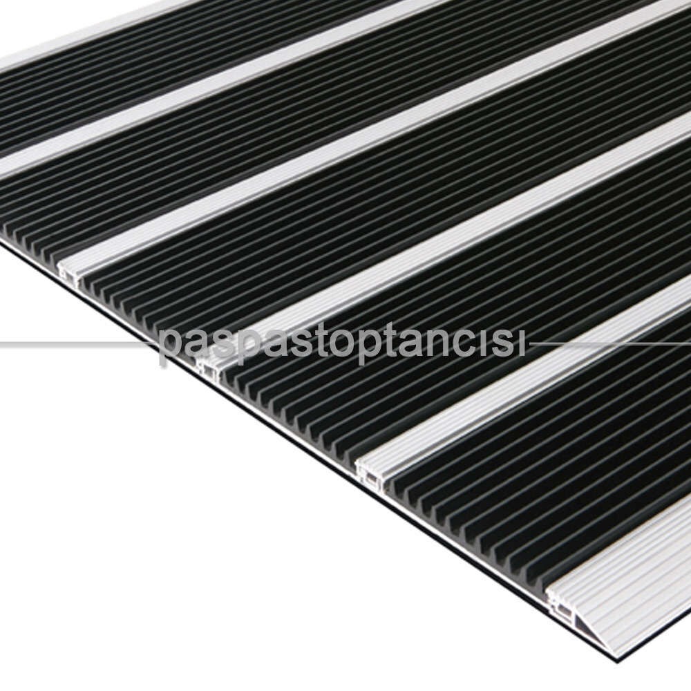 Alüminyum Paspas Yivli PVC Fitilli SM2000 Siyah