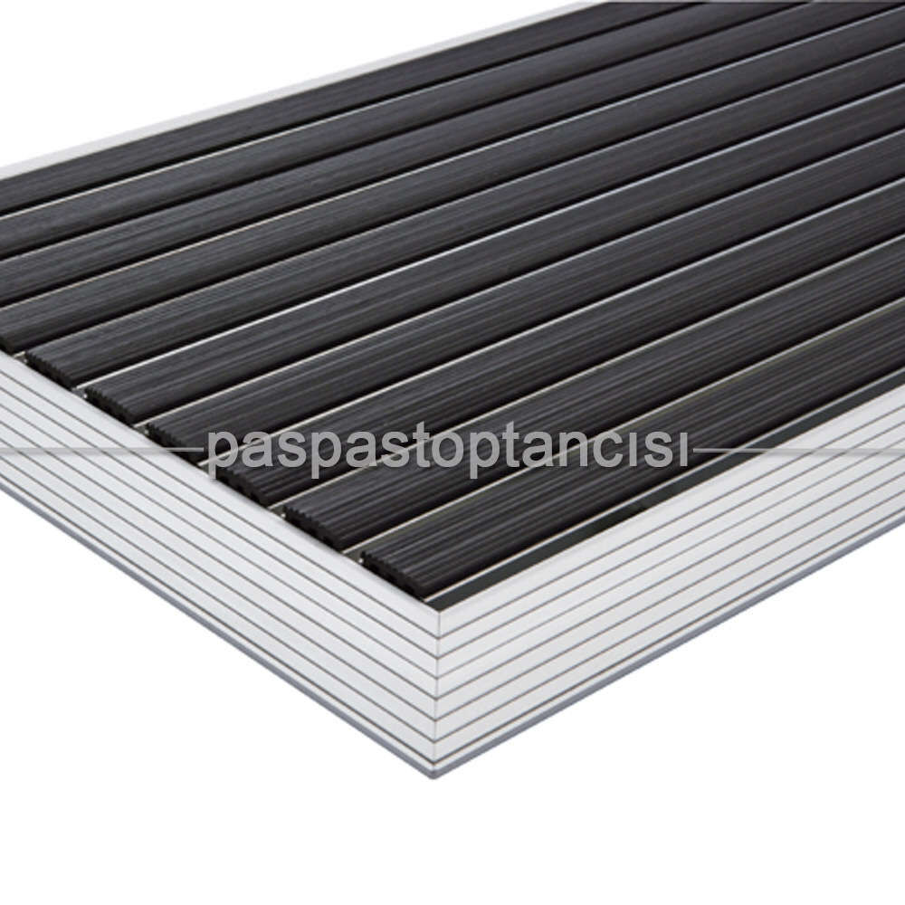 Alüminyum Paspas Yivli PVC Fitilli UM2000 Siyah