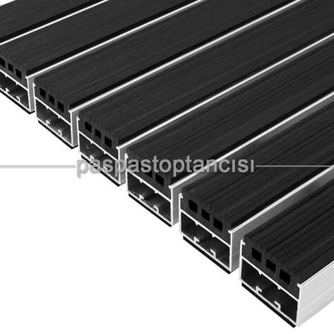 Alüminyum Paspas Yivli PVC Fitilli UM2000 Siyah - 2