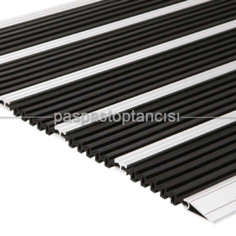 Alüminyum Paspas Yivli Termoplastik Fitilli DM8000 Siyah - 1