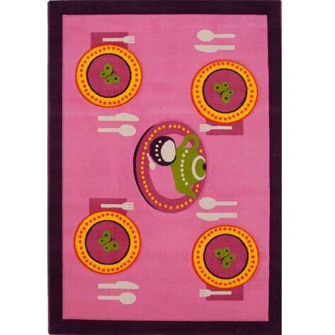 Anaokulu Çocuk Halısı Pembe Sofra Halı - 1