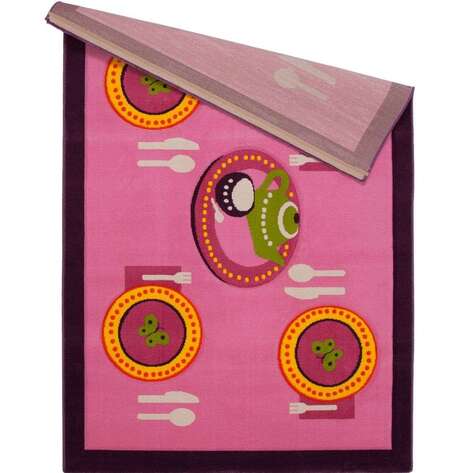 Anaokulu Çocuk Halısı Pembe Sofra Halı - 6