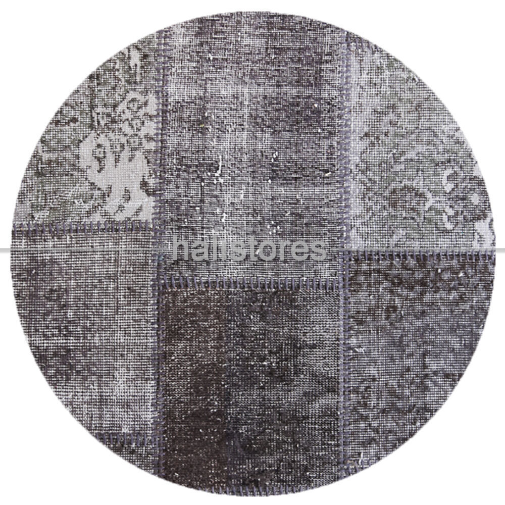 Antrasit-Füme Yuvarlak Patchwork Halı