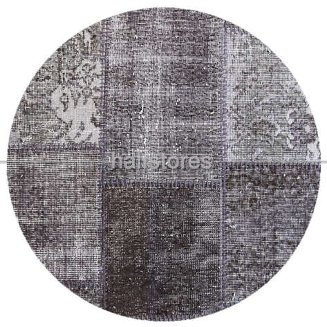 Antrasit-Füme Yuvarlak Patchwork Halı - 1