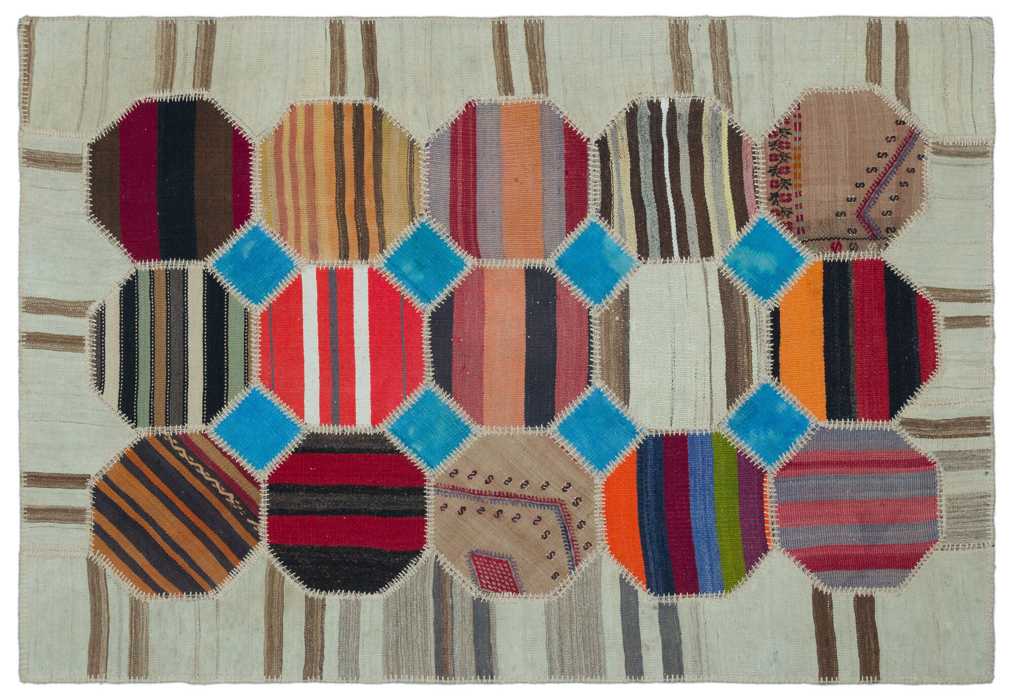 Apex Kilim Patchwork Unique Naturel 25121 120 cm X 176 cm