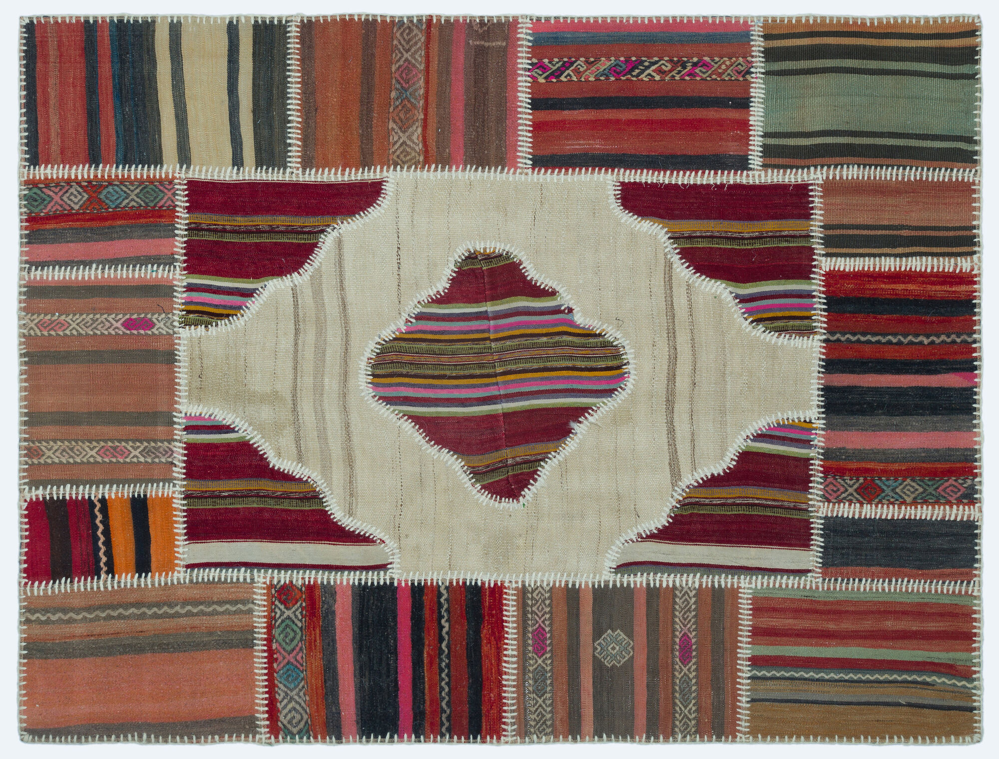 Apex Kilim Patchwork Unique Naturel 25179 133 cm X 175 cm