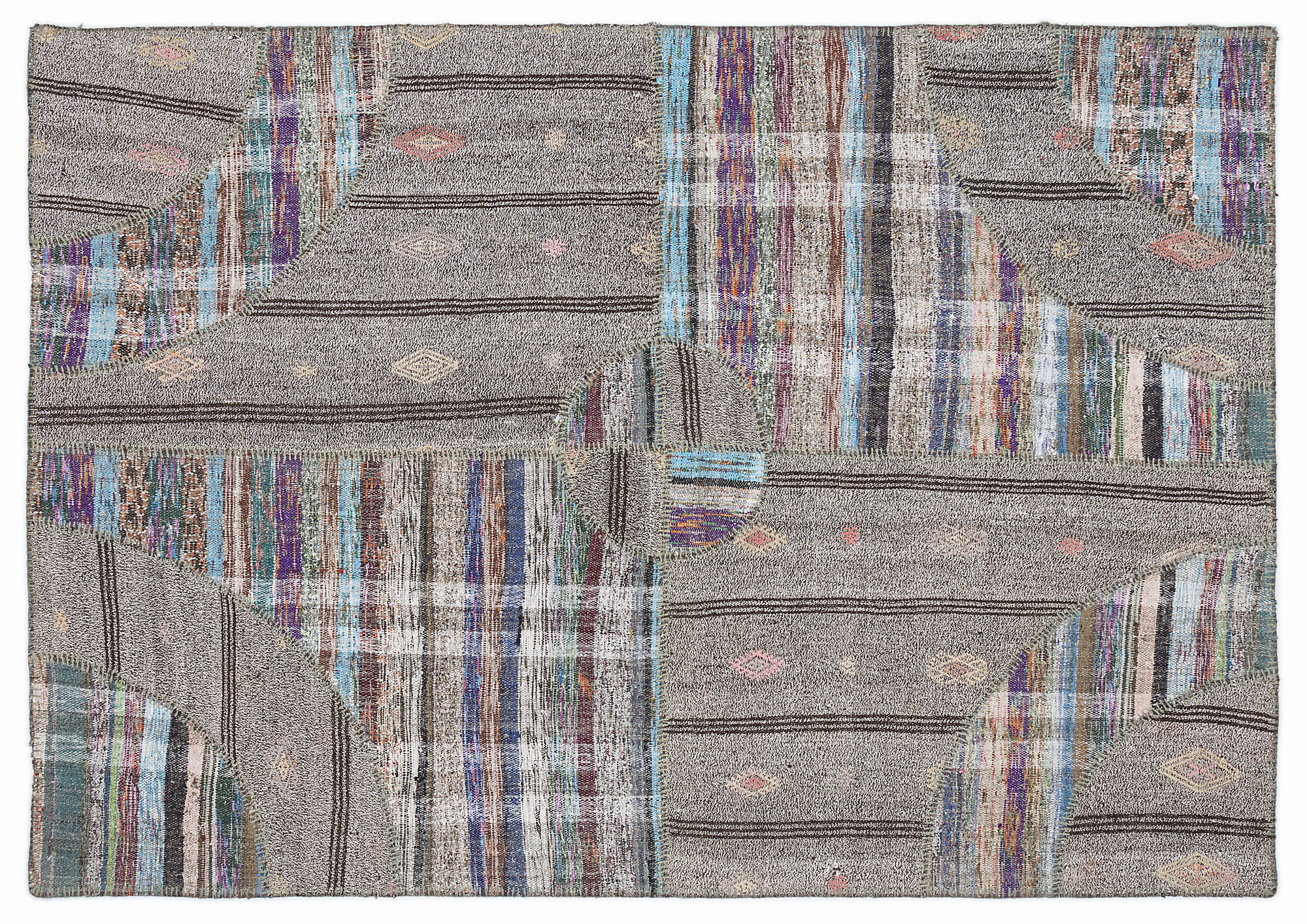 Apex Kilim Patchwork Unique Striped 1086 160 cm X 230 cm