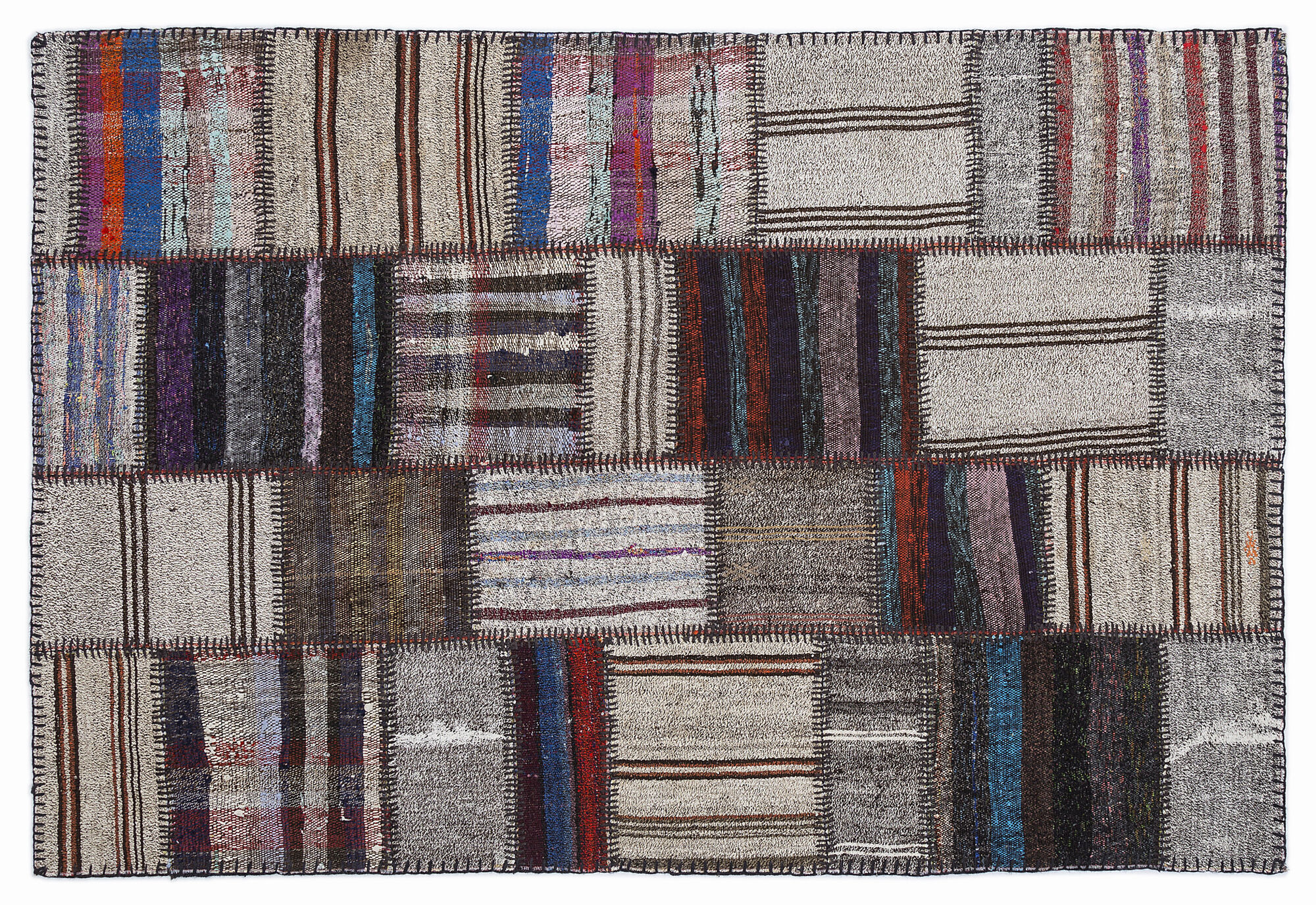 Apex Kilim Patchwork Unique Striped 1285 160 cm X 230 cm