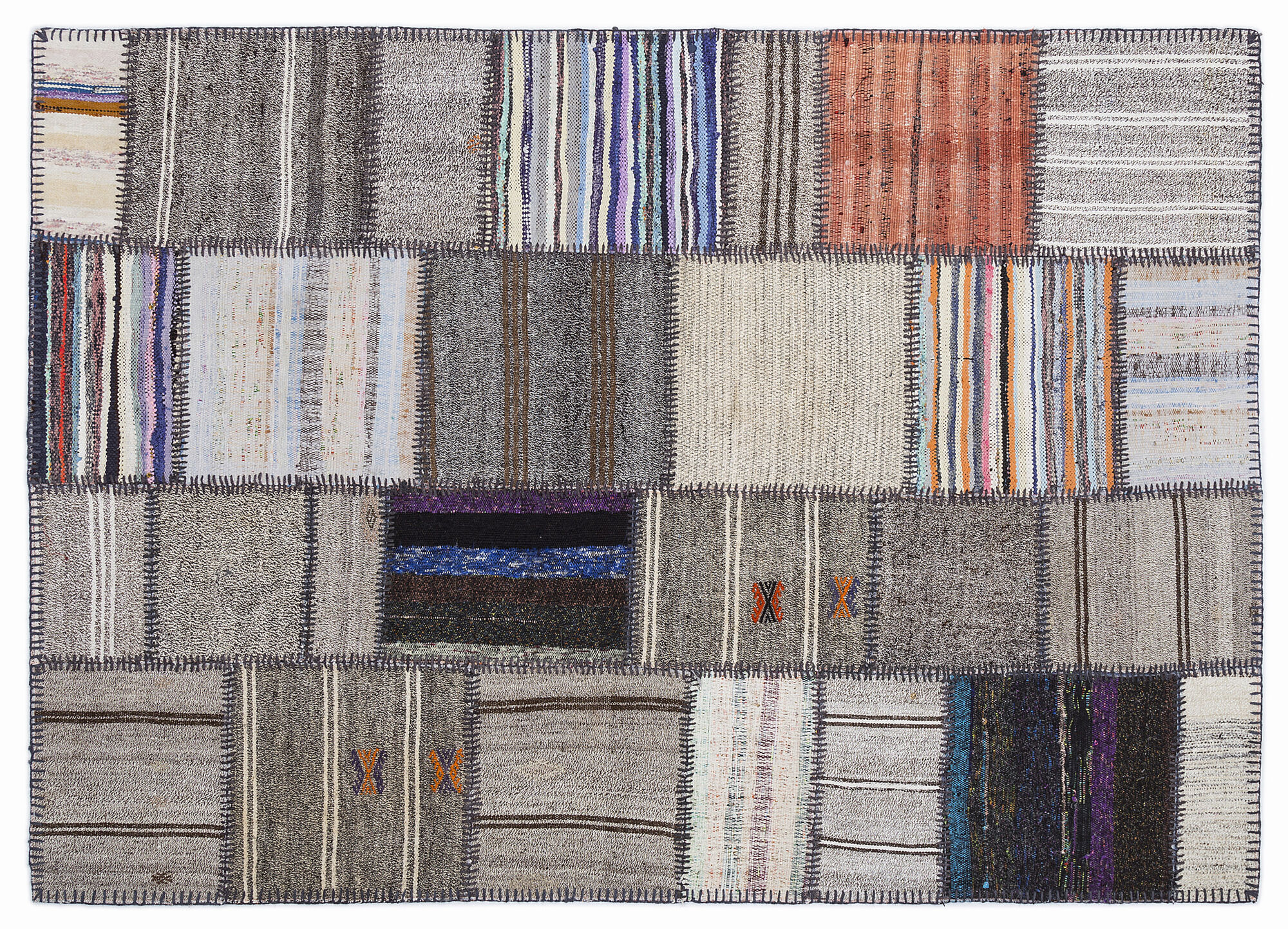 Apex Kilim Patchwork Unique Striped 1293 160 cm X 230 cm