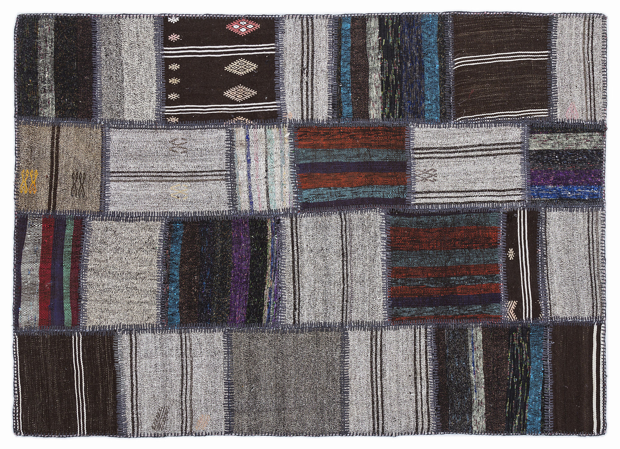 Apex Kilim Patchwork Unique Striped 1298 160 cm X 230 cm