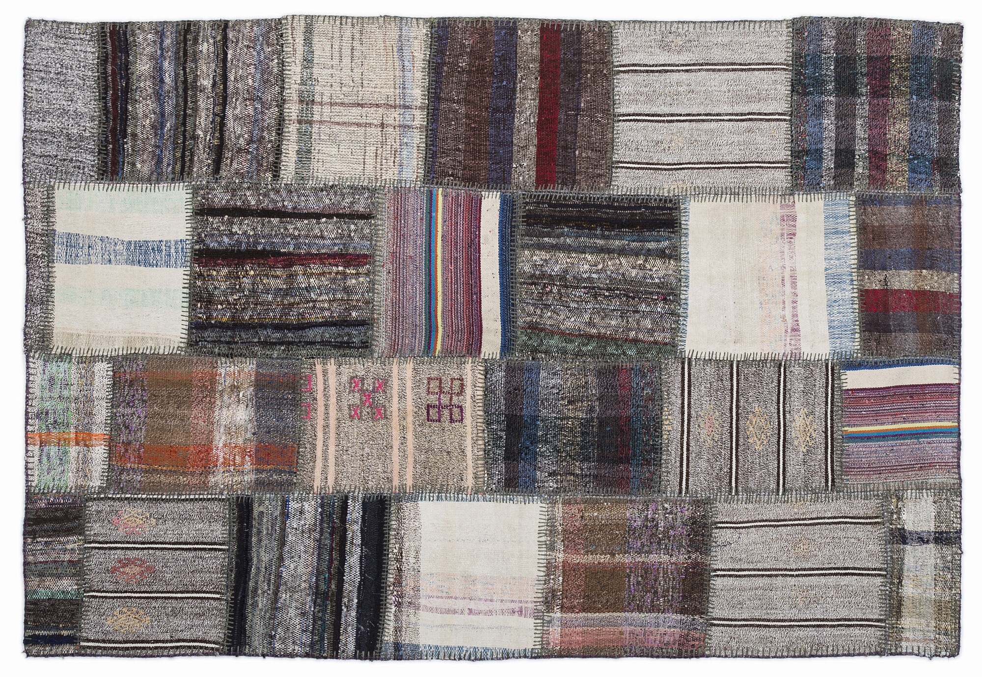 Apex Kilim Patchwork Unique Striped 1329 160 cm X 230 cm