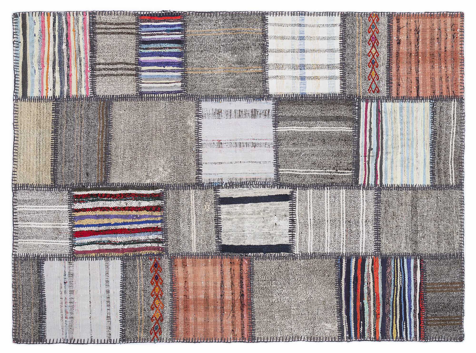 Apex Kilim Patchwork Unique Striped 1348 160 cm X 230 cm