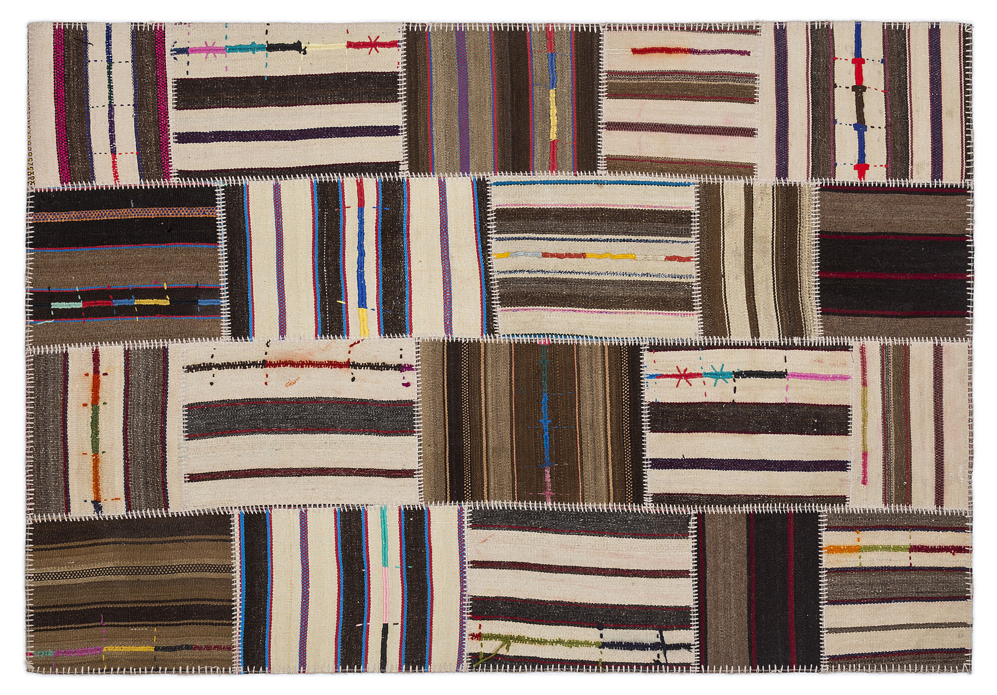 Apex Kilim Patchwork Unique Striped 2210 160 cm X 230 cm