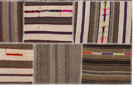 Apex Kilim Patchwork Unique Striped 2218 160 cm X 230 cm - 5