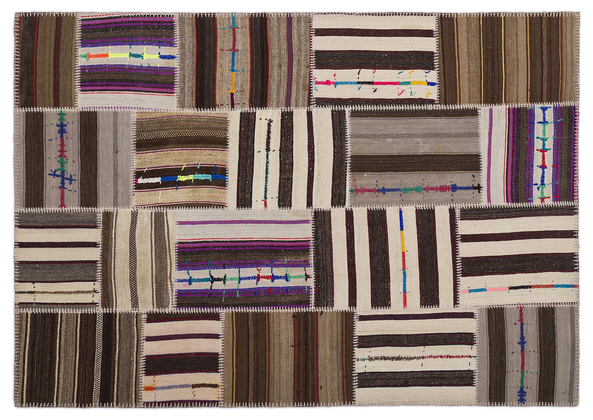 Apex Kilim Patchwork Unique Striped 2224 160 cm X 230 cm