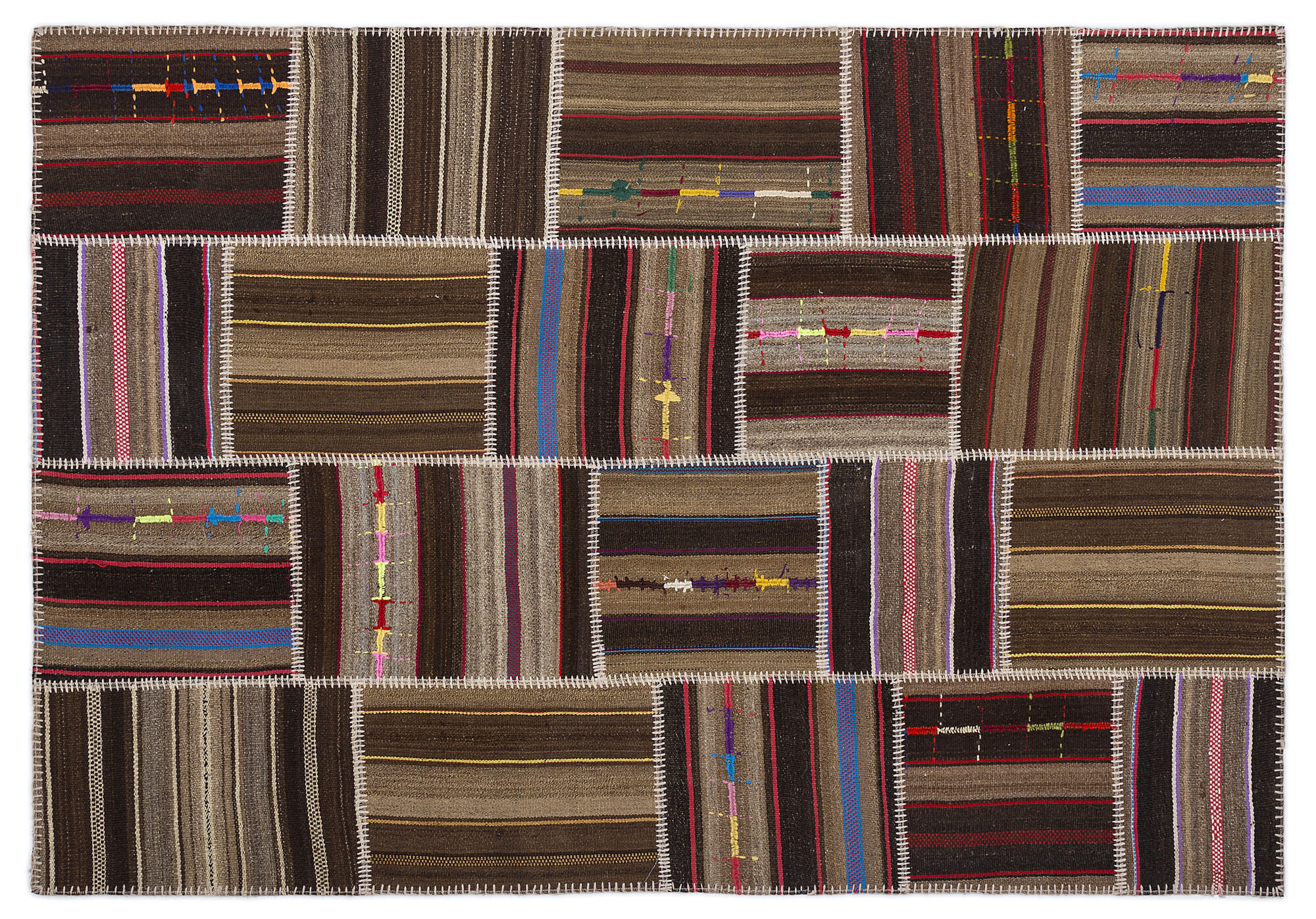 Apex Kilim Patchwork Unique Striped 2229 160 cm X 230 cm