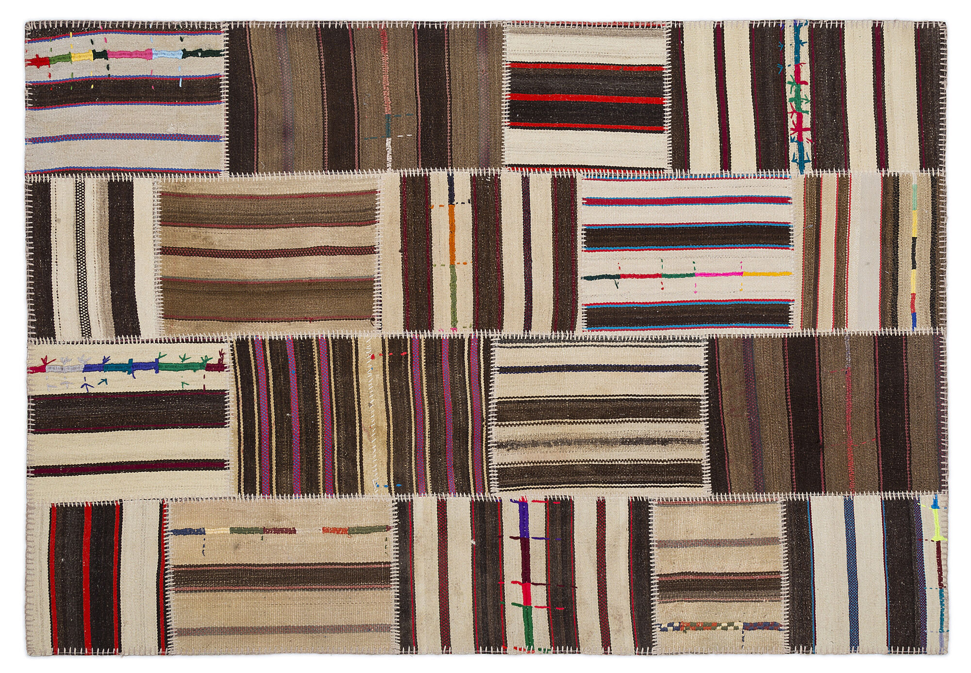 Apex Kilim Patchwork Unique Striped 2244 160 cm X 230 cm