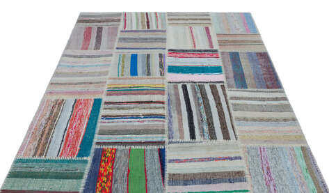 Apex Kilim Patchwork Unique Striped 22489 160 cm X 220 cm - 3
