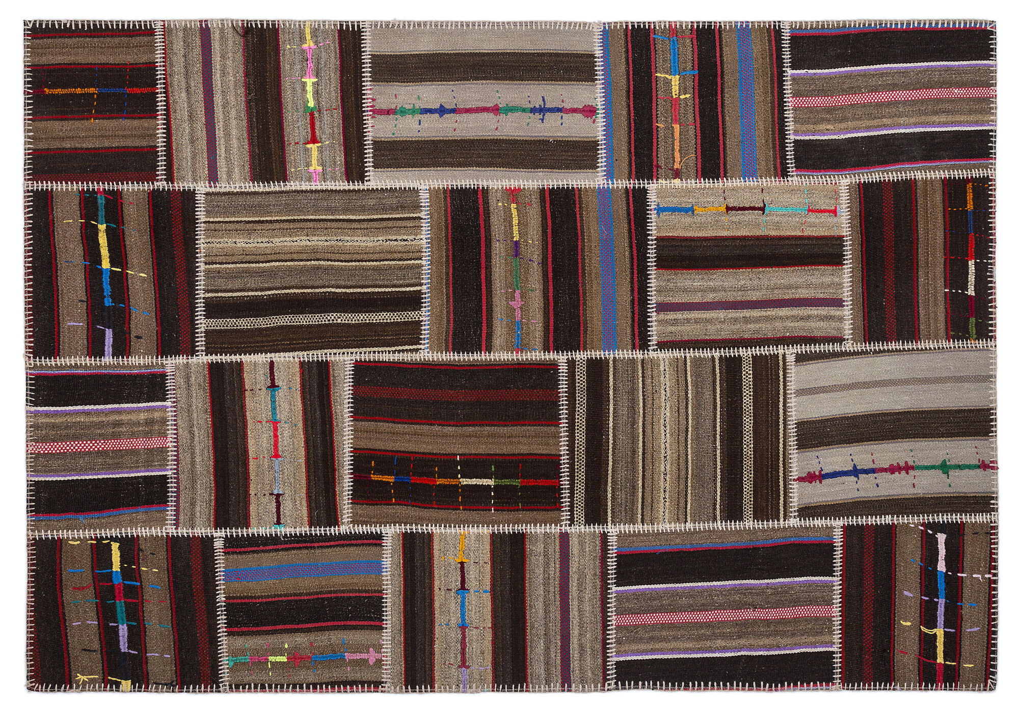 Apex Kilim Patchwork Unique Striped 2255 160 cm X 230 cm