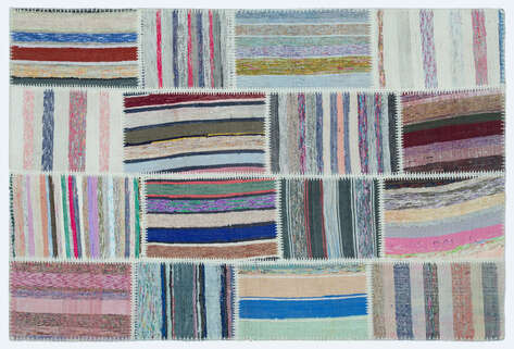 Apex Kilim Patchwork Unique Striped 25138 120 cm X 180 cm - 1