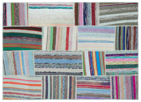 Apex Kilim Patchwork Unique Striped 25241 158 cm X 220 cm - 1