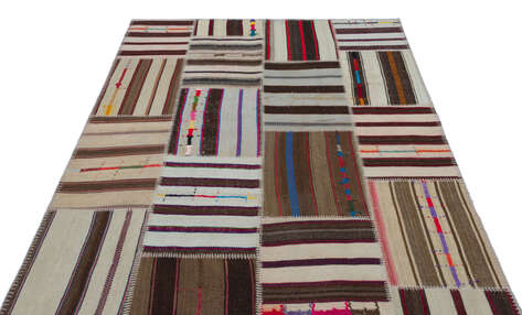 Apex Kilim Patchwork Unique Striped 25321 157 cm X 225 cm - 3