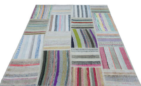 Apex Kilim Patchwork Unique Striped 25403 160 cm X 222 cm - 3